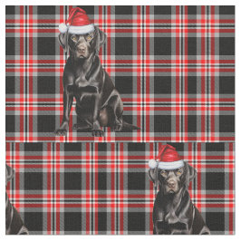 Niedlich Black Lab Santa Dog auf Red Kariert Chris Stoff