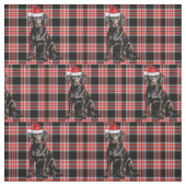 Niedlich Black Lab Santa Dog auf Red Kariert Chris Stoff (Muster)