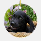 Niedlich Black Labrador Retriever Hund Welpe Foto  Keramikornament (Hinten)
