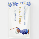 Niedlich Black Lady Floral 80. Geburtstag Banner (Vertikal)