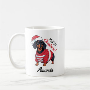 Niedlich Black Merry Weihnachts-Dackel Hund Kaffeetasse