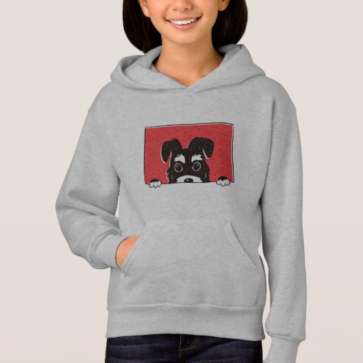 Niedlich Black Miniature Schnauzer Welpe Hoodie (Vorderseite)