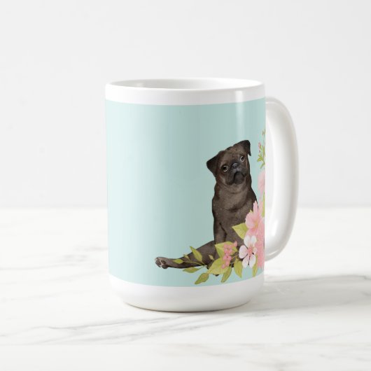 Niedlich Black MOPS Cartoon Style Tasse (VorderseiteRechts)