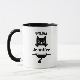 Niedlich Black on White Personalisiert Cat Tasse