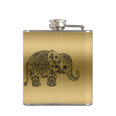 Niedlich Black Paisley Elephant Gold Hintergrund Flachmann (Rückseite)