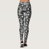 Niedlich Black Paisley Print Leggings (Rückseite)