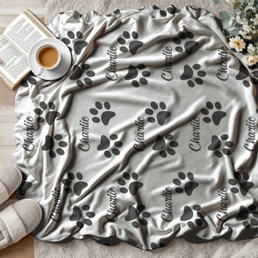 Niedlich Black Paw Pet Vorname Küche Fleecedecke