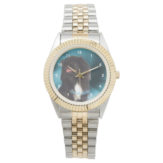 Niedlich Black Pekingese Dog Personalisiert Armbanduhr (Vorderseite)