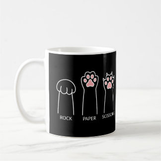 Niedlich Black Pink Funny Cat Rock Paper Scissemme Kaffeetasse