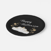 Niedlich Black Pumpkin Happy Halloween Pappteller (Schrägansicht)