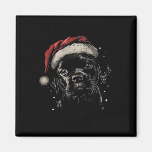 Niedlich Black Puppy Labrador Weihnachtsmannmütze Magnet