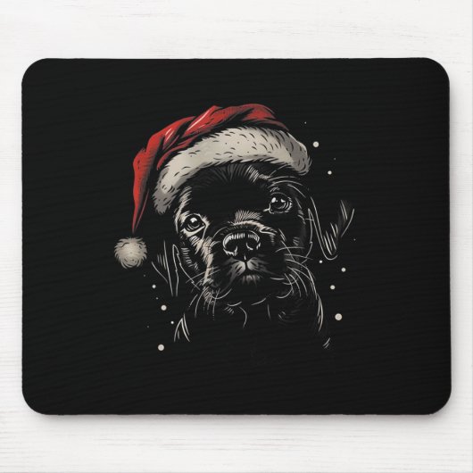 Niedlich Black Puppy Labrador Weihnachtsmannmütze  Mousepad (Vorne)