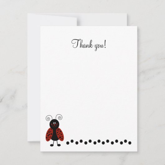 Niedlich Black & Red Ladybug Flat Danke Karte (Vorderseite)