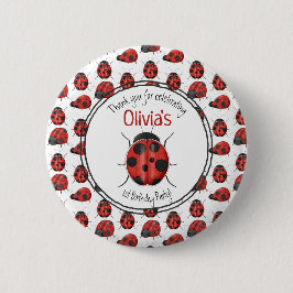 Niedlich Black Red Ladybug Muster Vielen Dank Button
