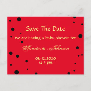 Niedlich Black Red Ladybug Save the Date Kinderdus Ankündigungspostkarte