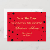 Niedlich Black Red Ladybug Save the Date Kinderdus Ankündigungspostkarte (Vorne/Hinten)