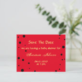 Niedlich Black Red Ladybug Save the Date Kinderdus Ankündigungspostkarte (Stehend Vorderseite)