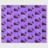 Niedlich Black Scottish Terrier Dog Kariert Weihna Geschenkpapier (Flach)