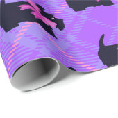 Niedlich Black Scottish Terrier Dog Kariert Weihna Geschenkpapier (Rolleneckpunkt)