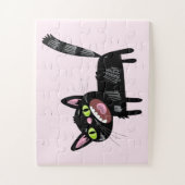 Niedlich Black Scruffy Cartoon Kitten Cat Puzzle (Vertikal)