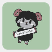 Niedlich Black Sheep Godless Heathen Quadratischer Aufkleber (Vorderseite)