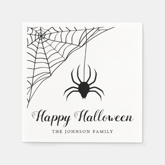 Niedlich Black Spider Happy Halloween Napkins Serviette (Vorderseite)