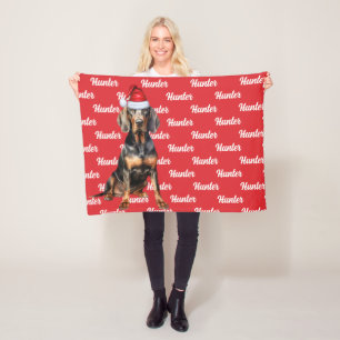 Niedlich Black Tan Coonhound Hund Weihnachtsfeiert Fleecedecke