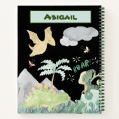 Niedlich Black Watercolor Dinosaurier Notizblock (Rückseite)