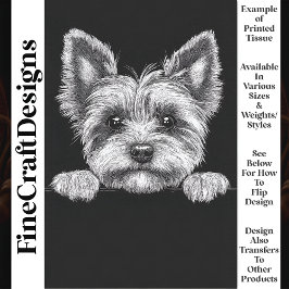 Niedlich Black & White Yorkshire Terrier T5 Decoup Seidenpapier