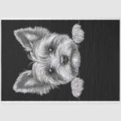 Niedlich Black & White Yorkshire Terrier T5 Decoup Seidenpapier (Vorderseite)