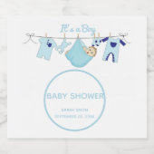 Niedlich Blau Es ist ein Baby Dusche Sparkling Win Schaumweinetikett (Einzelnes Label)