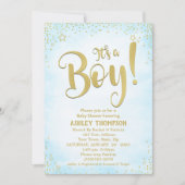 Niedlich Blau Es ist eine Babydusche mit Boy-Stars Einladung (Vorderseite)