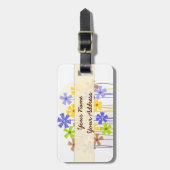 Niedlich-blau-gelb-braun, einfache Blume Gepäckanhänger (Vorderseite vertikal)