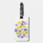Niedlich-blau-gelb-braun, einfache Blume Gepäckanhänger (Rückseite vertikal)