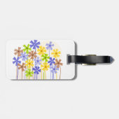 Niedlich-blau-gelb-braun, einfache Blume Gepäckanhänger (Rückseite horizontal)
