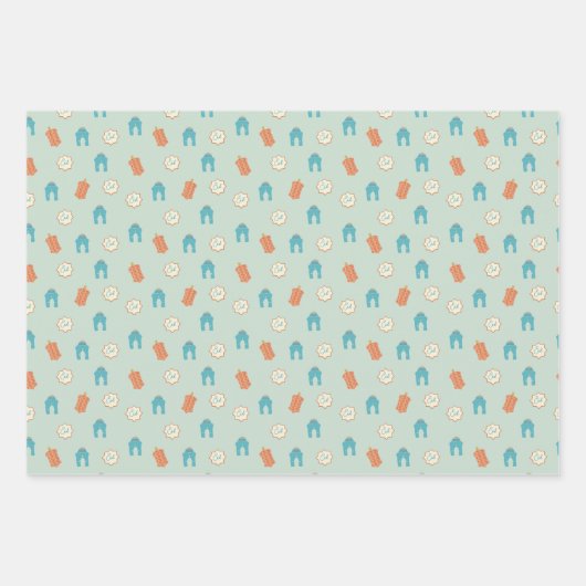 Niedlich blau / grün Ramadan Eid Geschenkpapier Set (Vorderseite 2)