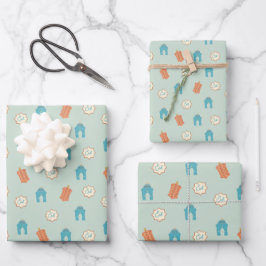 Niedlich blau / grün Ramadan Eid Geschenkpapier Set