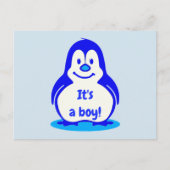 Niedlich blau lächelnder Pinguin Es ist eine männl Ankündigungspostkarte (Vorderseite)
