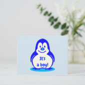 Niedlich blau lächelnder Pinguin Es ist eine männl Ankündigungspostkarte (Stehend Vorderseite)