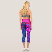 Niedlich Blau Lila Rosa Abstrakt Grunge-Muster Capri Leggings (Rückseite)
