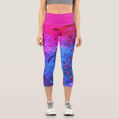 Niedlich Blau Lila Rosa Abstrakt Grunge-Muster Capri Leggings (Vorderseite)