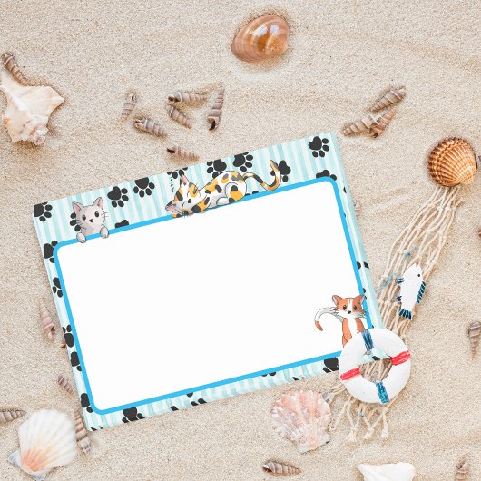 Niedlich Blau mit Pfoten niedliche Kätzchen 4" x 3 Post-it Klebezettel