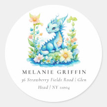 Niedlich Blau Türkis Grüner Drache Personalisiert