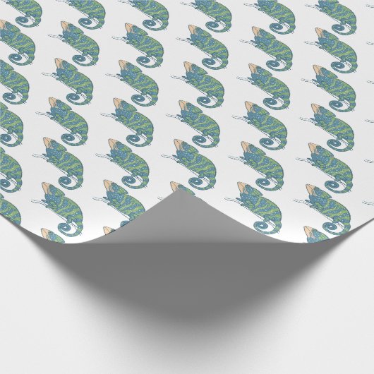 Niedlich Blau und Grün Chameleon Lizard Geschenkwr Geschenkpapier (Ecke)