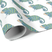 Niedlich Blau und Grün Chameleon Lizard Geschenkwr Geschenkpapier (Rolleneckpunkt)
