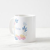 Niedlich Blau und Rosa Blume Kranz Personalisiert Kaffeetasse (Vorderseite Links)