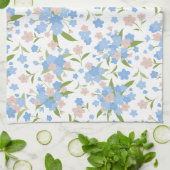 Niedlich Blau und Rosa Blumenküche Handtuch (Gefaltet)