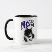 Niedlich Blau und Schwarz CAT-MAMA personalisieren Tasse (Links)