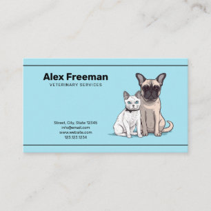 Niedlich Blau und Schwarz Katze und Hund Tierarzt Visitenkarte