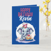 Niedlich Blau und Weiß Elefant Son Birthday Karte (Gelbe Blume)